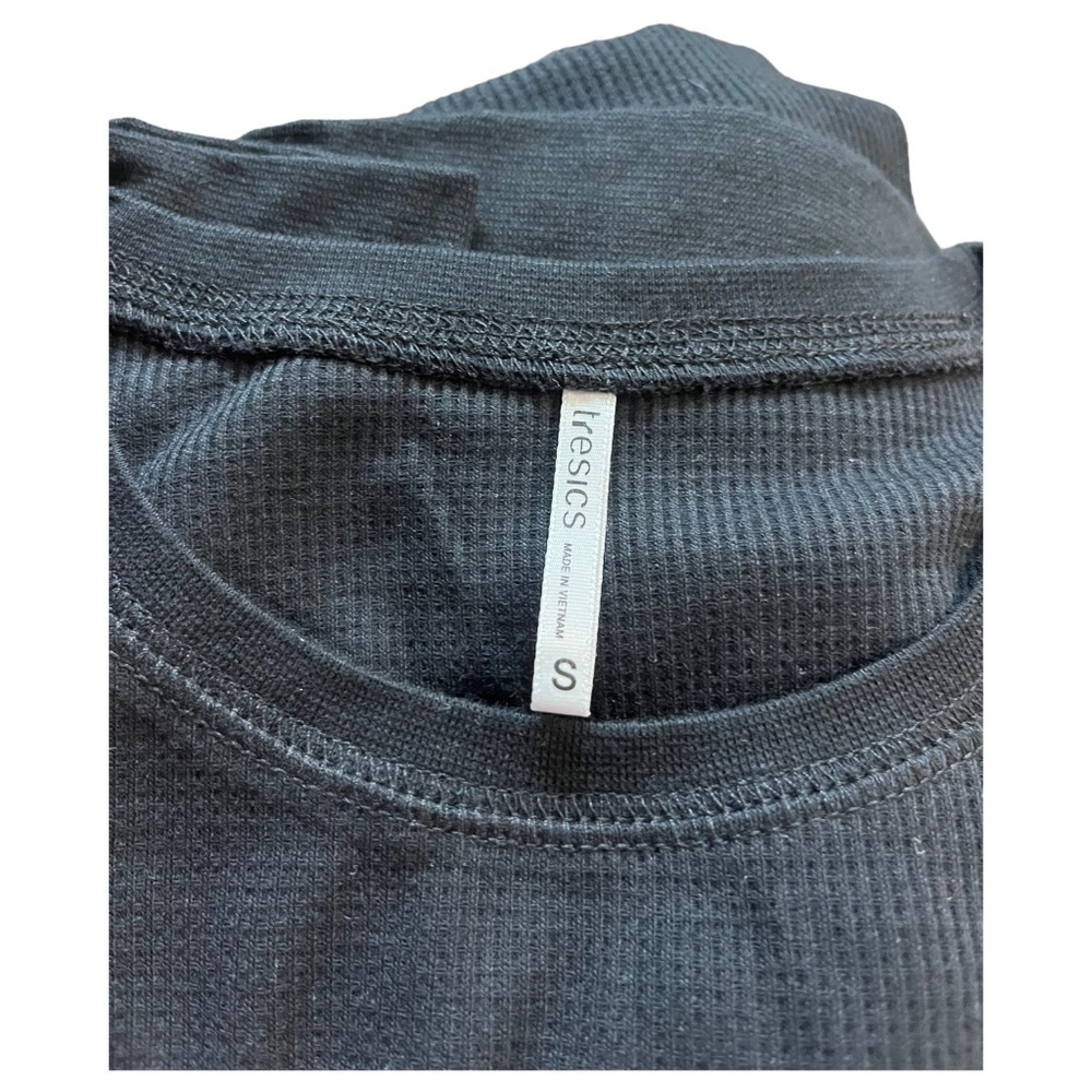 Tresics Top Waffle Thermal Long Sleeve Round Neck Fitted Basic Black Small - Picture 10 of 10